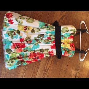 Flower Dress with Black Tie